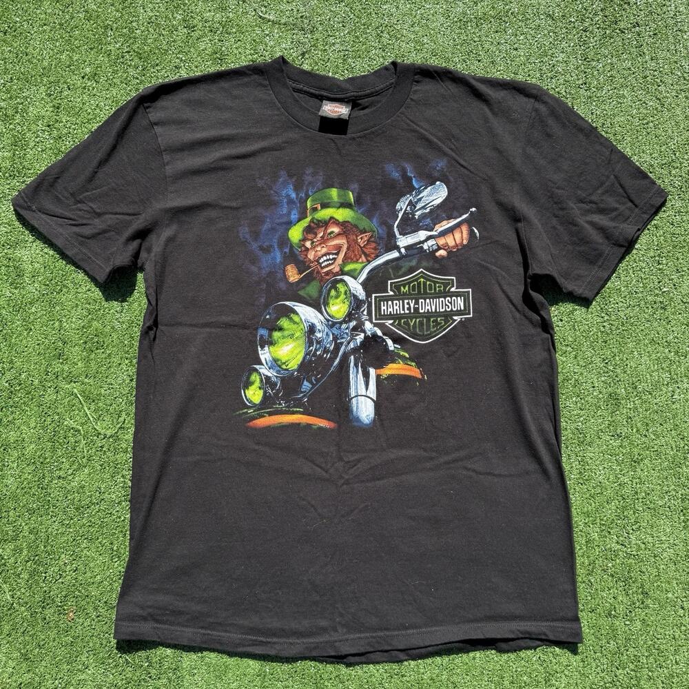 Y2K Harley-Davidson 2012 Leprechaun Motorcycle Graphic T-Shirt Black Men's XL